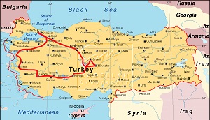 Mapa Turquia Expedição