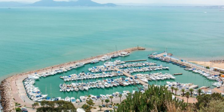 Imagem aérea do Porto de Tunísia