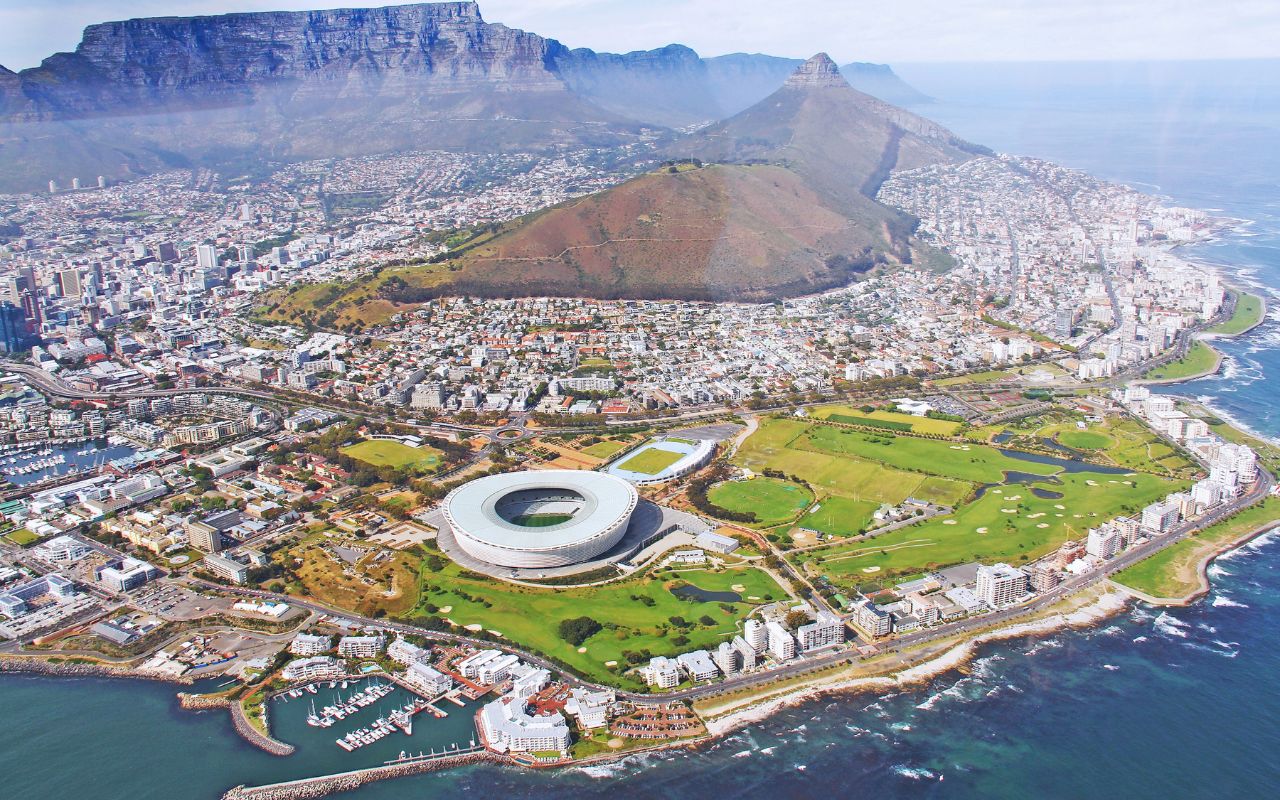 Vista aérea de Cape Town na África do Sul