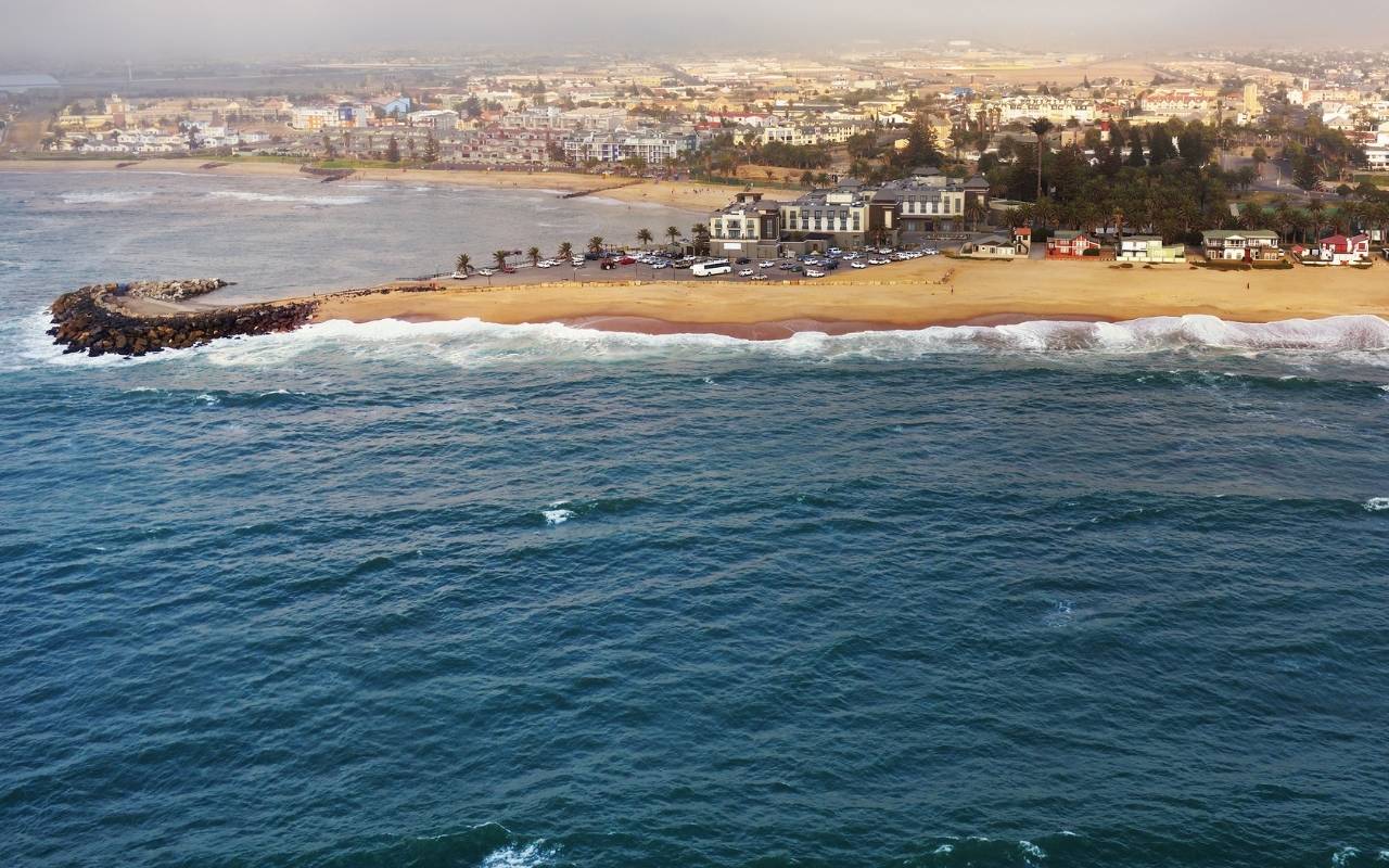 Vista aérea de Awakopmund, litoral da Namíbia - África