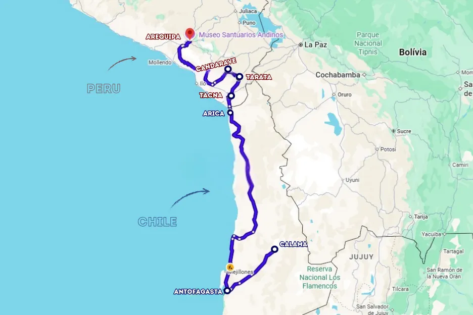 Rota das 7 cidades entre Chile e Peru