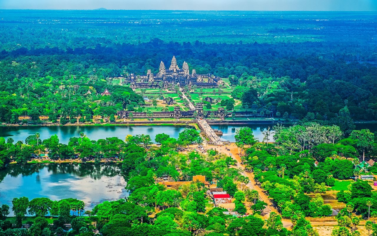 Vista aérea complexo Angkor - Camboja