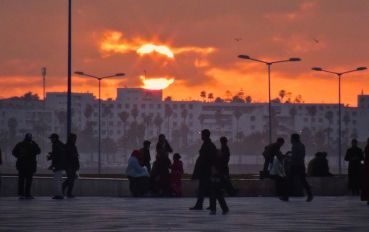 Pôr do sol na cidade de Casablanca no Marrocos