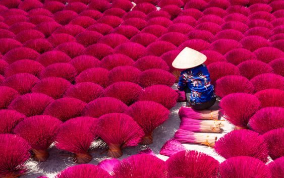 Woman Drying Vietnam Incense Sticks - Pacotes para Vietnã